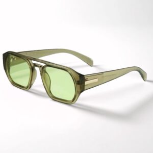 Olive Green Retro Square Sunglasses